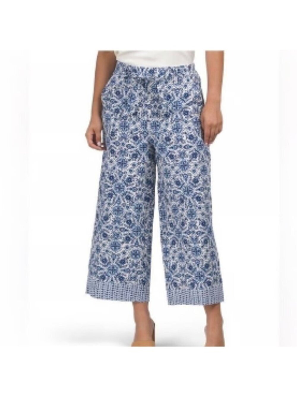 Joie Linen Wide Leg Pants 8 Resortwear Floral Coastal Holiday